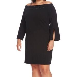 Vince Camuto dress off the shoulder embellished black size 1X